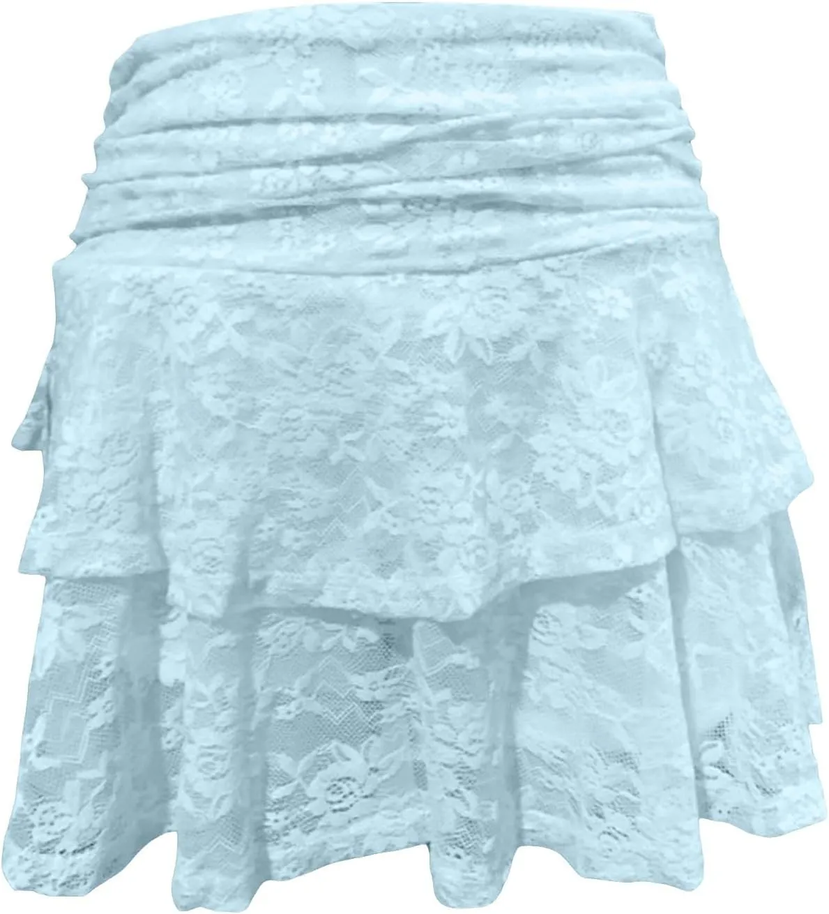 2025 Women Floral Lace Slip Skirts Low Waist Ruffle Layered Pleated Mini Skirts Y2k Flowy Tiered Short Skirt