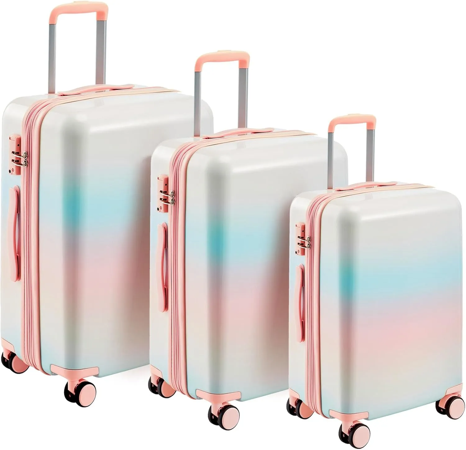 3 Piece Luggage Set,Expandable Hard Shell Luggage Set with Spinner Wheels & TSA Lock, Lightweight Travel Luggage Set,Carry on Luggage for Business Trip Colorful