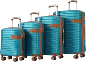 4 Piece Luggage Set,Lightweight Hardside Travel Luggage Set with Spinner Wheels & TSA Lock,Expandable Travel Suitcase Sets,Carry On Luggage Suitcase Set for Women Men Family Green