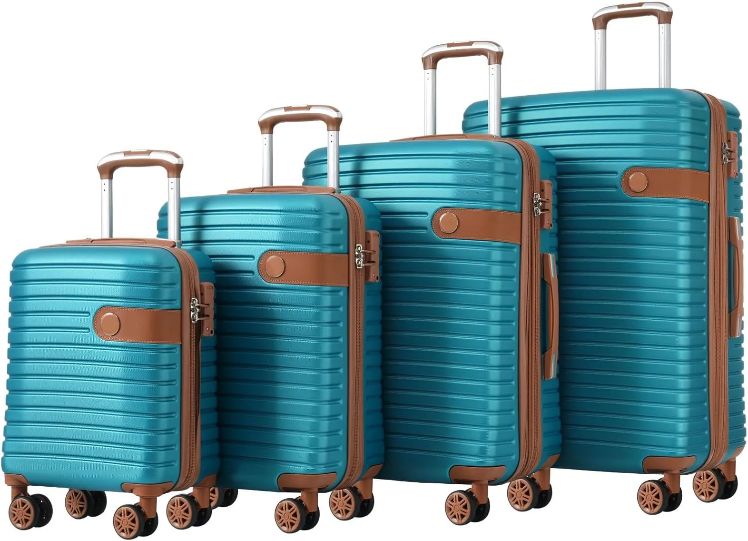 4 Piece Luggage Set,Lightweight Hardside Travel Luggage Set with Spinner Wheels & TSA Lock,Expandable Travel Suitcase Sets,Carry On Luggage Suitcase Set for Women Men Family Green