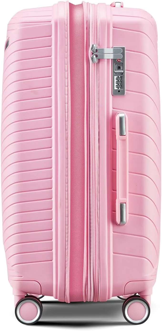 4 Piece Luggage Sets,Hardshell Lightweight Suitcase with Spinner Wheels & TSA Lock,Expandable Carry On Luggage Set,Travel Luggage Set for Women Men Family Pink