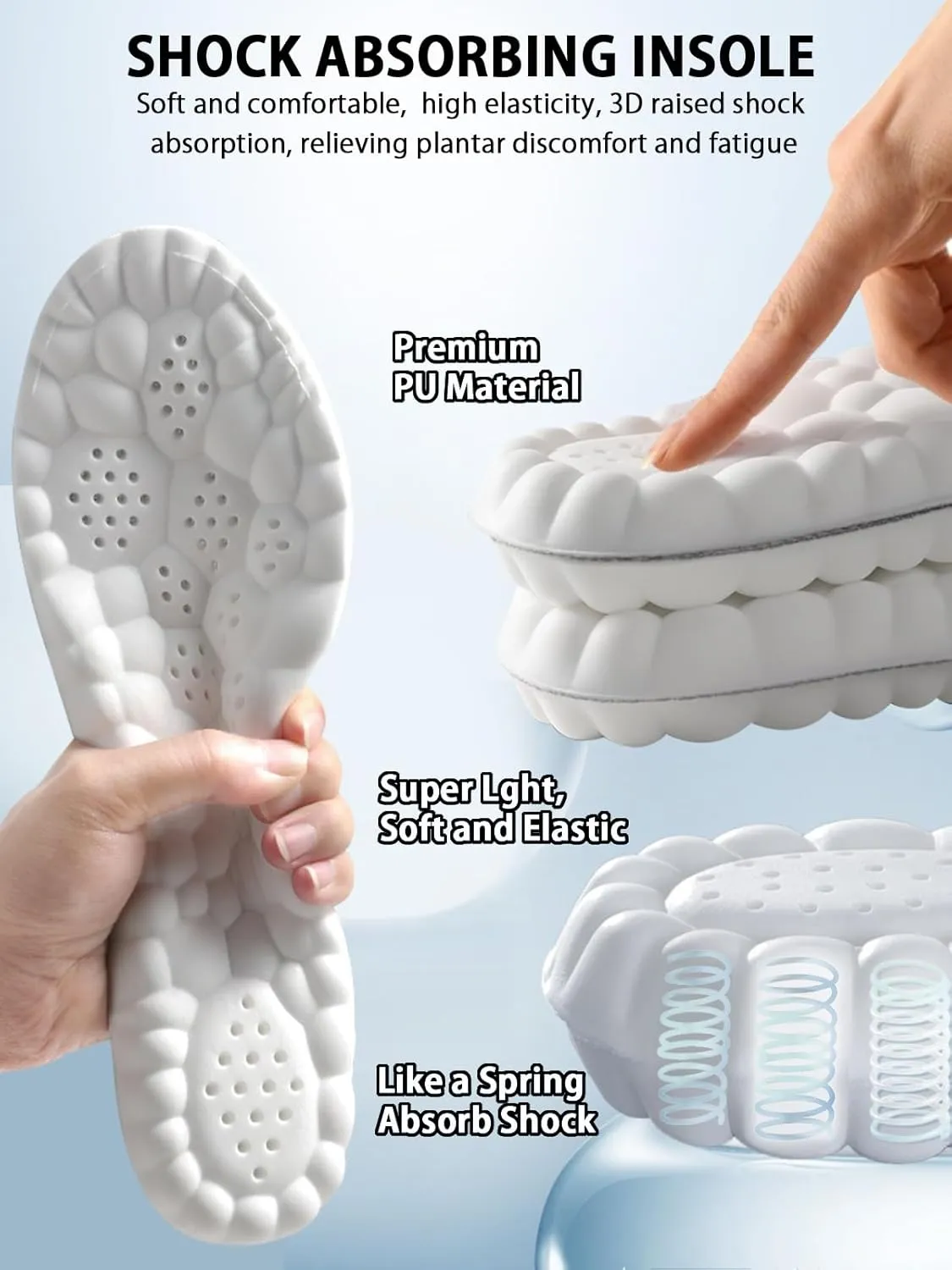 4D Cloud Insoles for Men and Women, Arch Support Insoles, Memory Foam Insoles, Shock Absorption and Cushioning Sports Steppers Shoe Insoles for Foot & Joint Support (XL Men 9-11.5 /Women 11-13 Black)