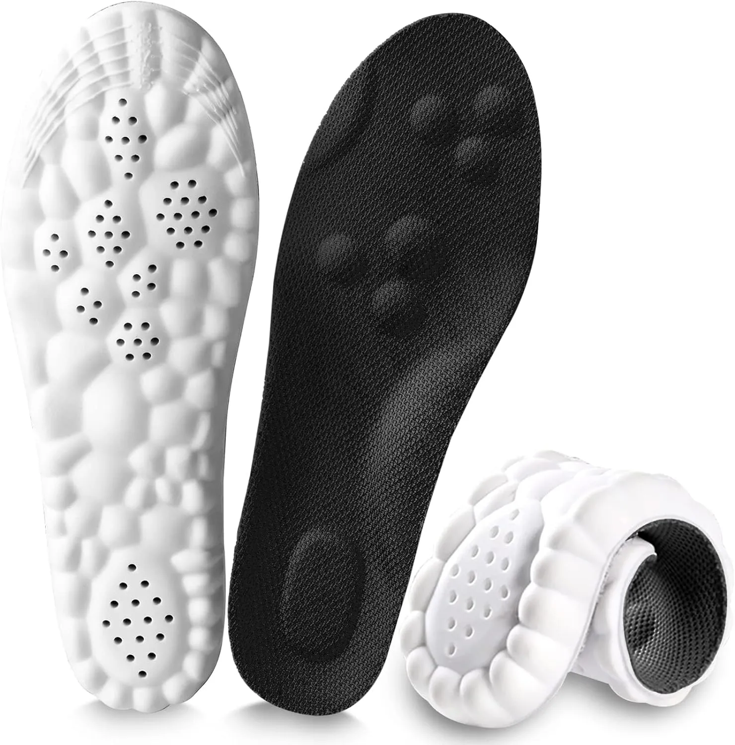4D Cloud Insoles for Men and Women, Arch Support Insoles, Memory Foam Insoles, Shock Absorption and Cushioning Sports Steppers Shoe Insoles for Foot & Joint Support (XL Men 9-11.5 /Women 11-13 Black)
