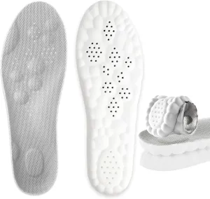 4D Cloud Insoles for Men Women, Super Soft Comfortable Steppers Insoles with Arch Support Memory Foam Cushioning Cloud Sports Shoes Soles Foot Pain Relief and Fatigue Reduction(10-11, Gray)