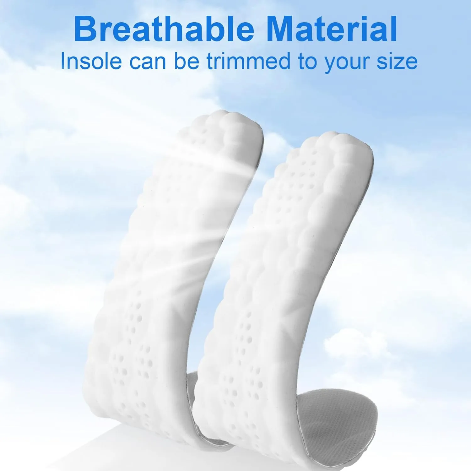 4D Cloud Insoles for Men Women, Super Soft Comfortable Steppers Insoles with Arch Support Memory Foam Cushioning Cloud Sports Shoes Soles Foot Pain Relief and Fatigue Reduction(10-11, Gray)