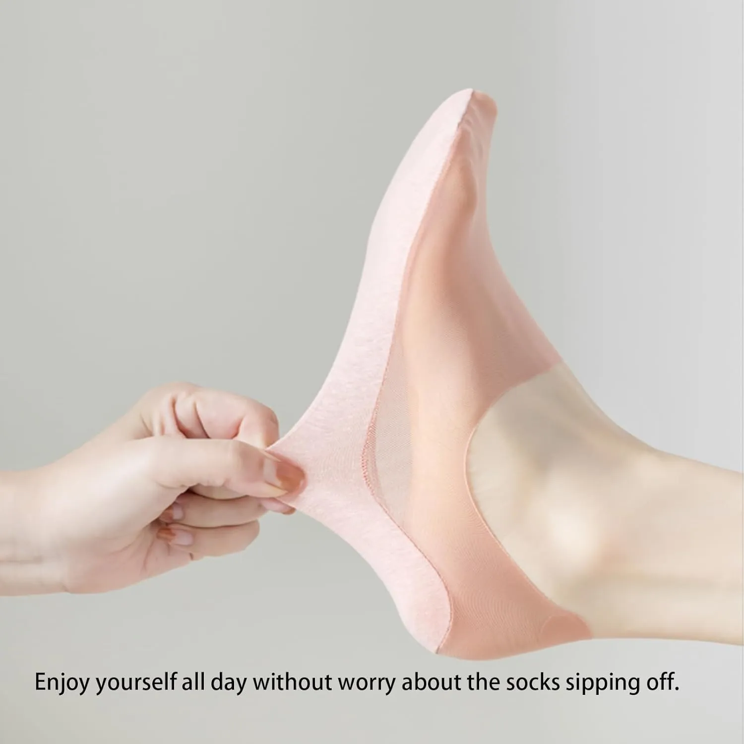 5 Pairs Invisible Ice Silk Breathable No Show Socks, Ultra Low Cut Liner Non Slip Hidden for Women