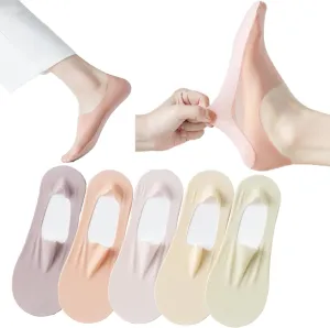 5 Pairs Invisible Ice Silk Breathable No Show Socks, Ultra Low Cut Liner Non Slip Hidden for Women