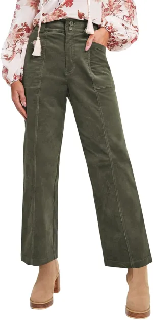 Acelitt Womens Casual Winter Corduroy Pants 2024 Loose Straight Leg Pants Trousers with Pockets Green Green Small