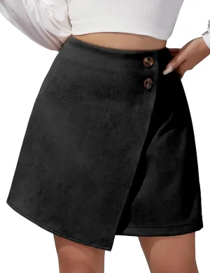 Aivtalk Leather Skirt Women's High Waisted Faux Leather Mini Skirt Classic Slim Bodycon Skirt Casual Short Skirt