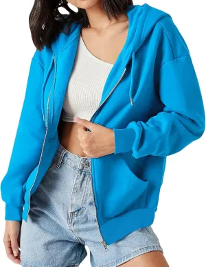 Aopwsrlyi Women's Casual Full Zip Up Hoodie Oversized Long Sleeve Hooded Sweatshirt with Pockets