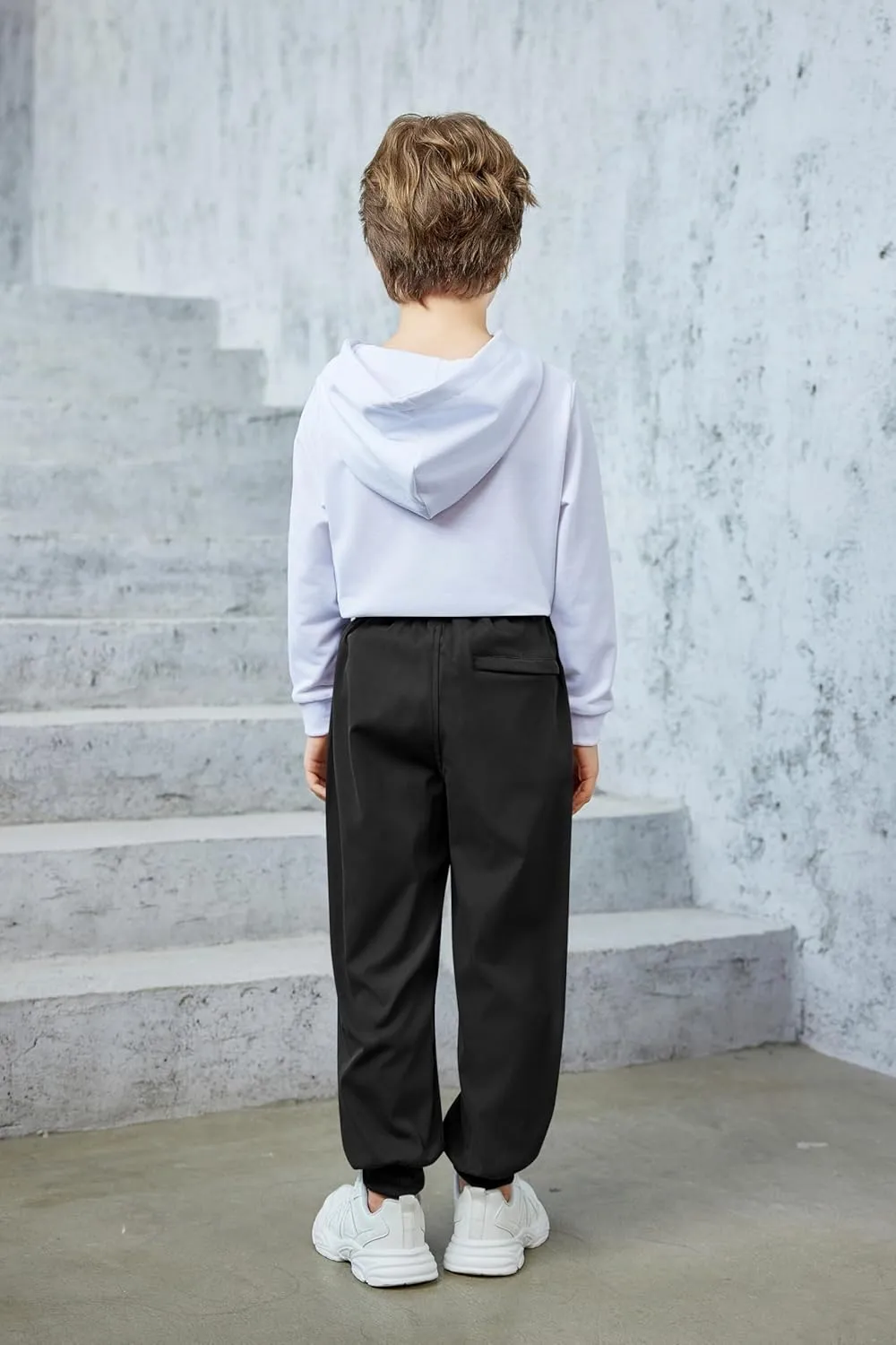 Arshiner Boys Casual Pants Kids Elastic Waist Drawstring Jogger Pants Boys Sweatpants with Zipper Pockets 3-12 Years