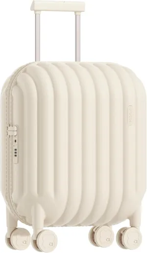 artrips Carry On Luggage with 8 Spinner Wheels,18'' Spinner Luggage,PC Lightweight Hardside Luggage,Travel Suitcase with Bread Design,TSA Lock,White,Carry On 18-Inch,40L