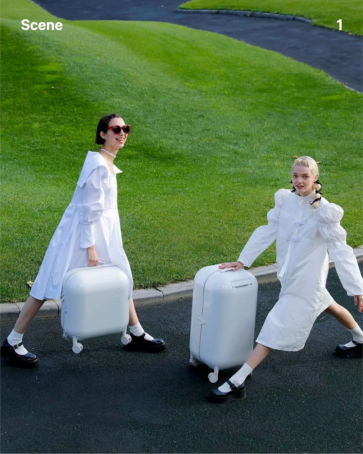 artrips Checked Luggage 24 inch,Medium Suitcase with 8 Spinner Wheels,PC Lightweight Hardside Luggage with Cover Protector,Bubble Design,TSA Lock,Smoke White,Checked-Medium 24-Inch,55L