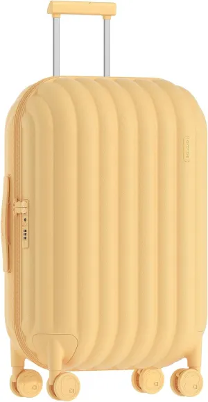 artrips Checked Luggage 24 inch,Medium Suitcase with 8 Spinner Wheels,PC Lightweight Hardside Luggage,Travel Suitcase with Bread Design,TSA Lock,Yellow,Checked-Medium 24-Inch, 60L