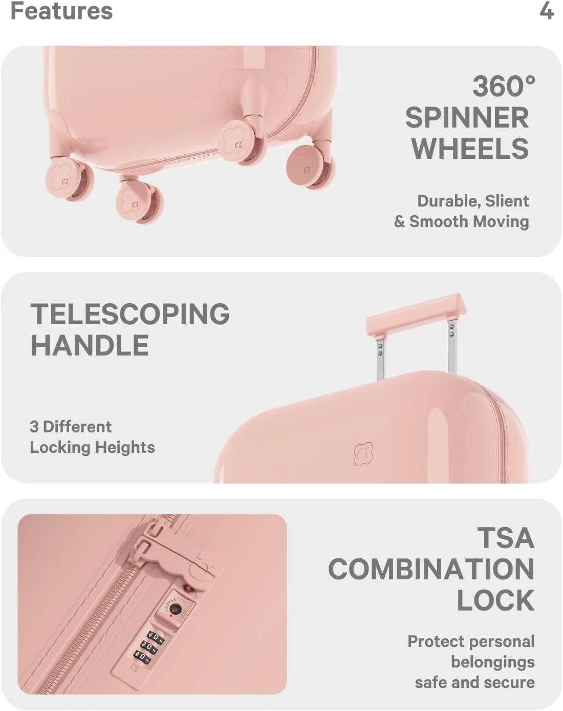 artrips Large Luggage 28 inch,Large Suitcase with 8 Spinner Wheels,PC Lightweight Hardside Luggage,Travel Suitcase with Bubble Design,TSA Lock,Smoke Pink,hardshell luggage 28-Inch,90L