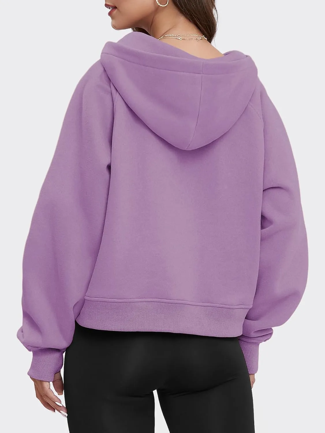 ATHMILE Sweatshirts For Women Cropped Hoodies Half Zip Fleece Pullover Winter Clothes Quarter Zip Up 2023 Outfits Sweater