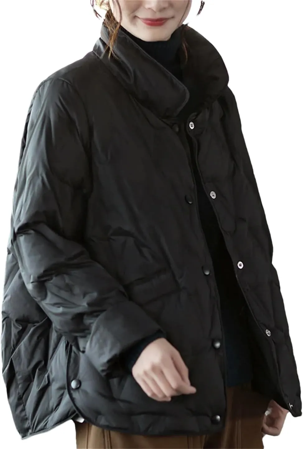 Autumn Winter Women Single-Breasted Warm Short Puffer Coat Female White Duck Down Jacket Parka Snow Outwears