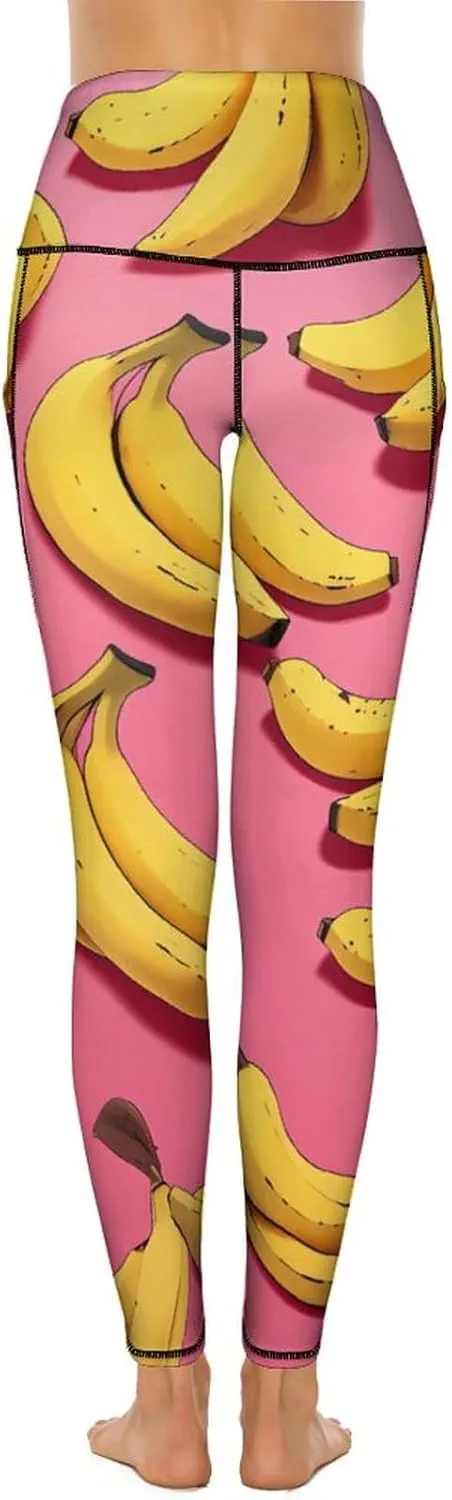 Bananas Fruit Women's Yoga Pants Leggings with Pockets High Waist Compression Workout Pants