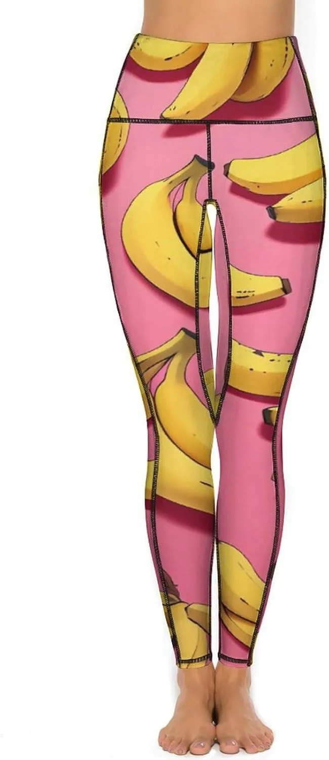 Bananas Fruit Women's Yoga Pants Leggings with Pockets High Waist Compression Workout Pants