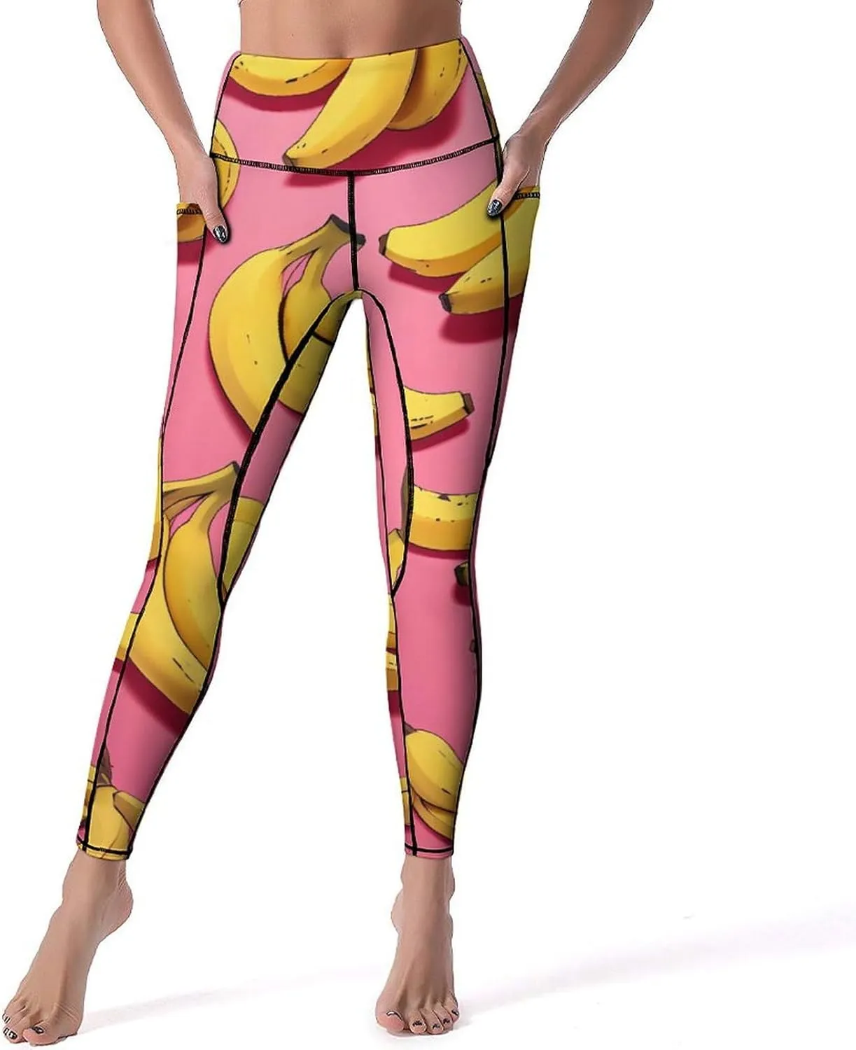 Bananas Fruit Women's Yoga Pants Leggings with Pockets High Waist Compression Workout Pants