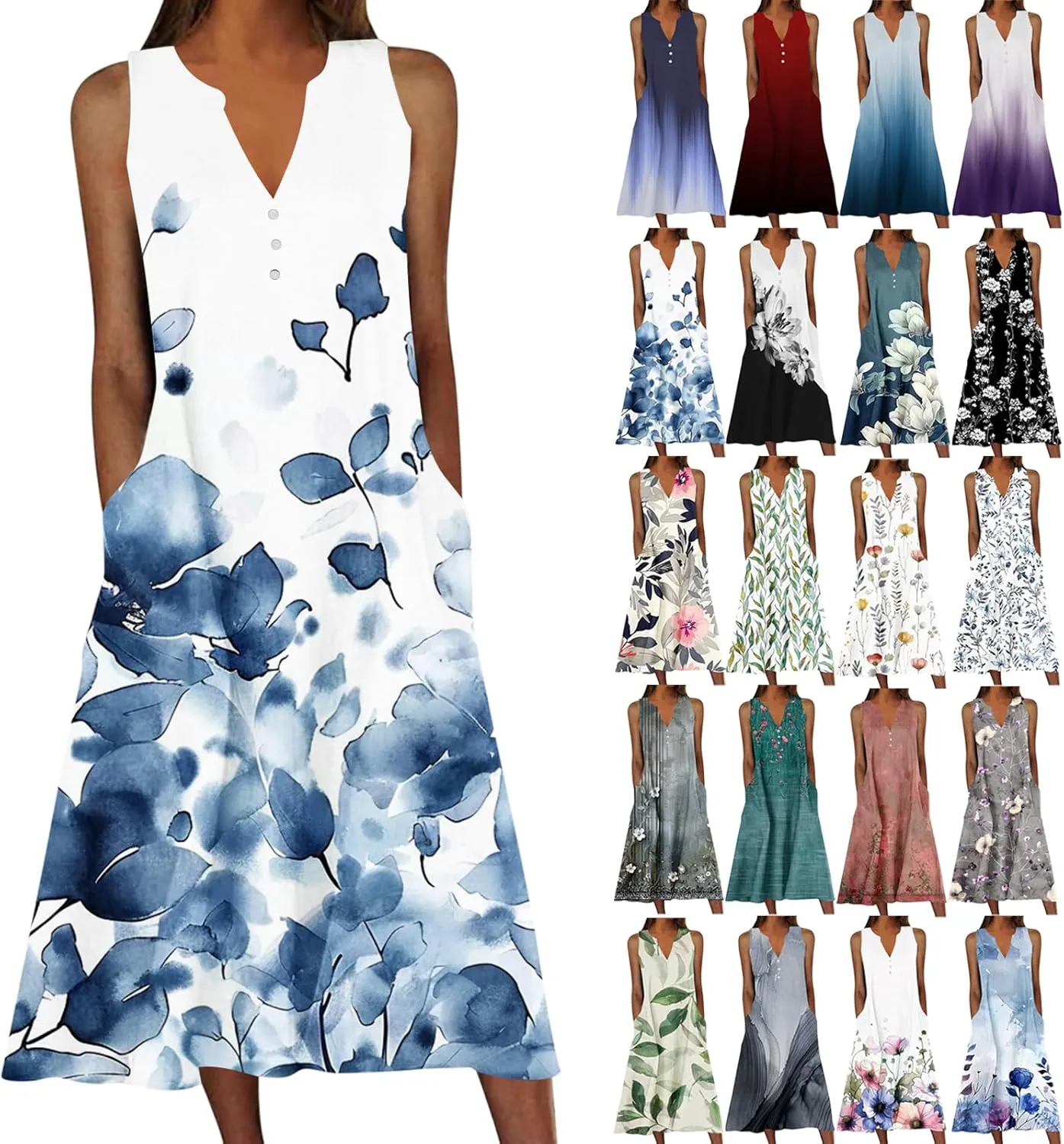 Beach Sundresses for Women 2025 Vacation Casual Plus Size Midi Sun Dress Loose Flowy Summer Boho Long Dresse Trendy