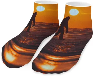 Bigfoot Beach Sunset Unisex Ankle Socks Low Cut Funny Print Athletic No Show Stocking