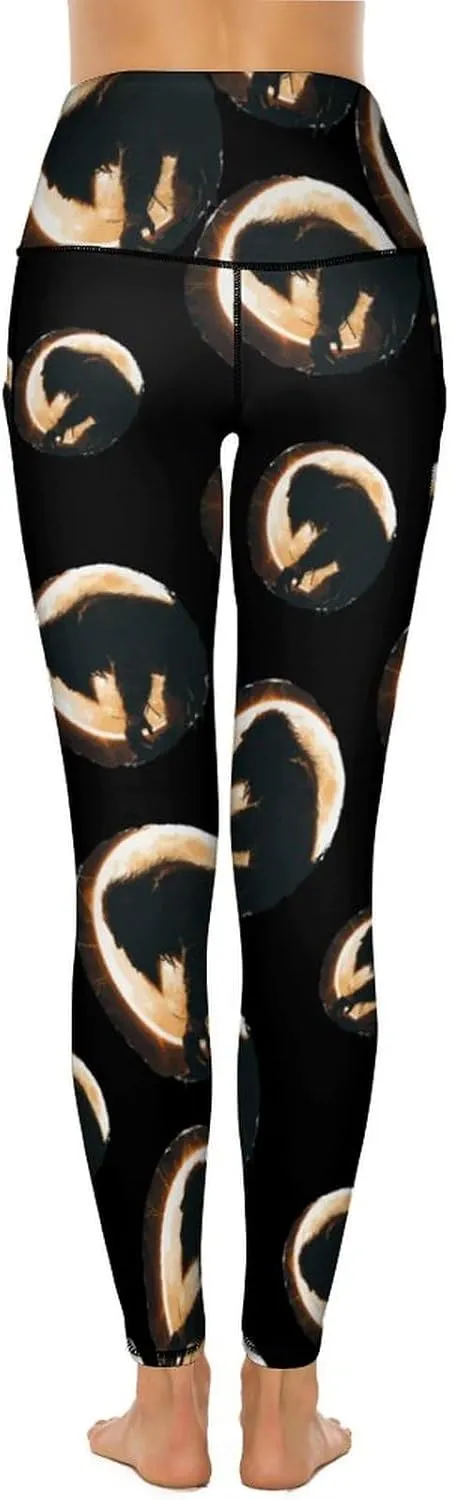 Bigfoot Total Solar Eclipse Women's Yoga Pants Leggings with Pockets High Waist Compression Workout Pants