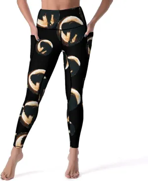 Bigfoot Total Solar Eclipse Women's Yoga Pants Leggings with Pockets High Waist Compression Workout Pants