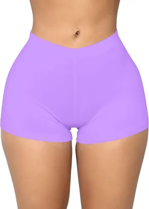 BORIFLORS Women's Sexy Workout Gym Biker Elastic Waist Booty Shorts