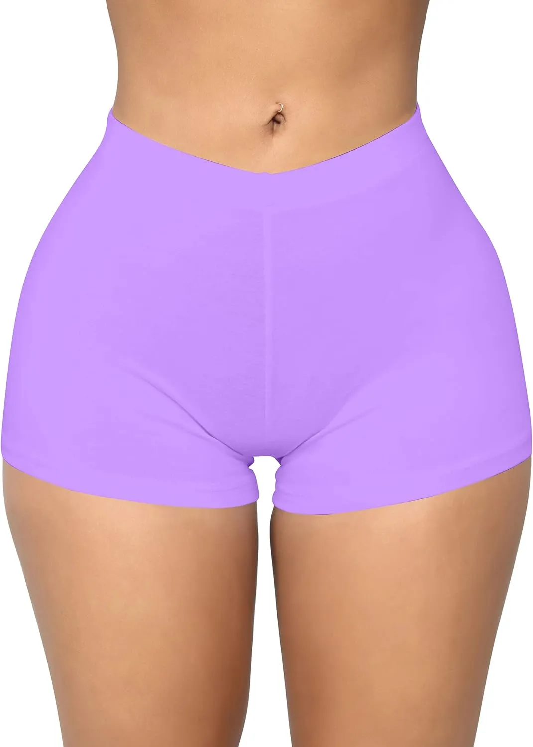 BORIFLORS Women's Sexy Workout Gym Biker Elastic Waist Booty Shorts