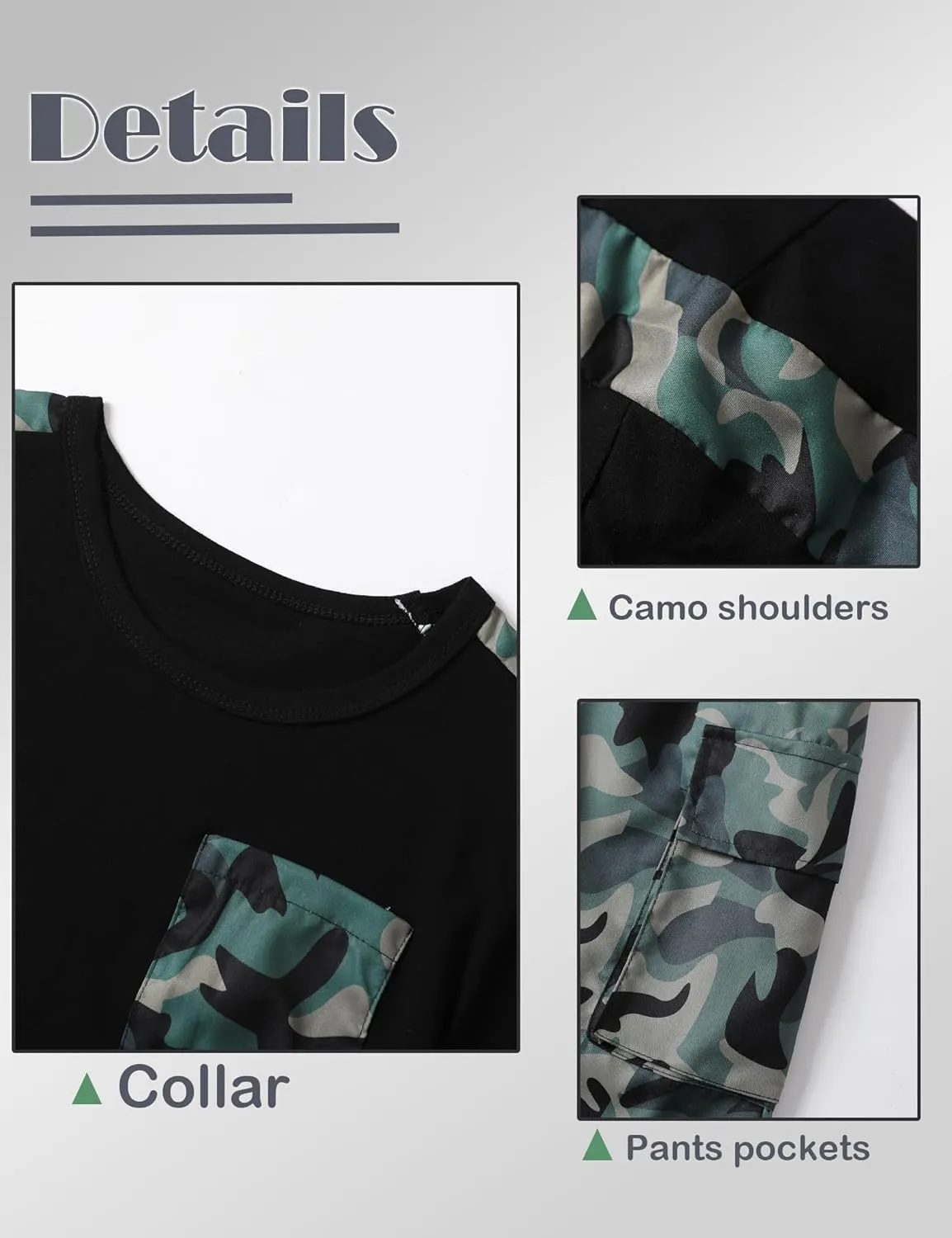 Boys clothes camouflage stitching short-sleeved T-shirt camouflage shorts teen boys summer outfits