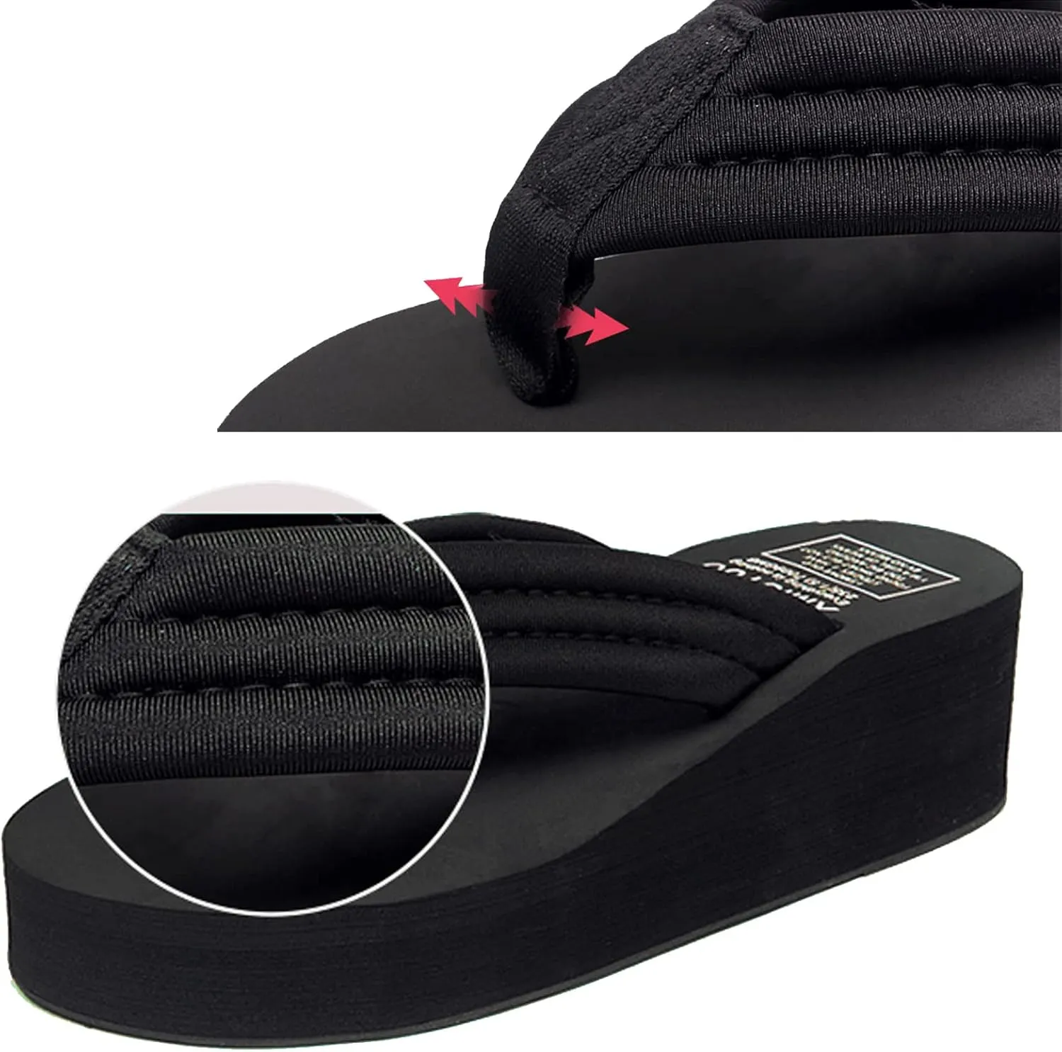 CERYTHRINA Women's Rhinestone Wedge Flip Flops 2.4 inch Summer Platform Sandals