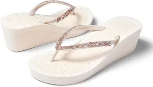 CERYTHRINA Women's Rhinestone Wedge Flip Flops 2.4 inch Summer Platform Sandals