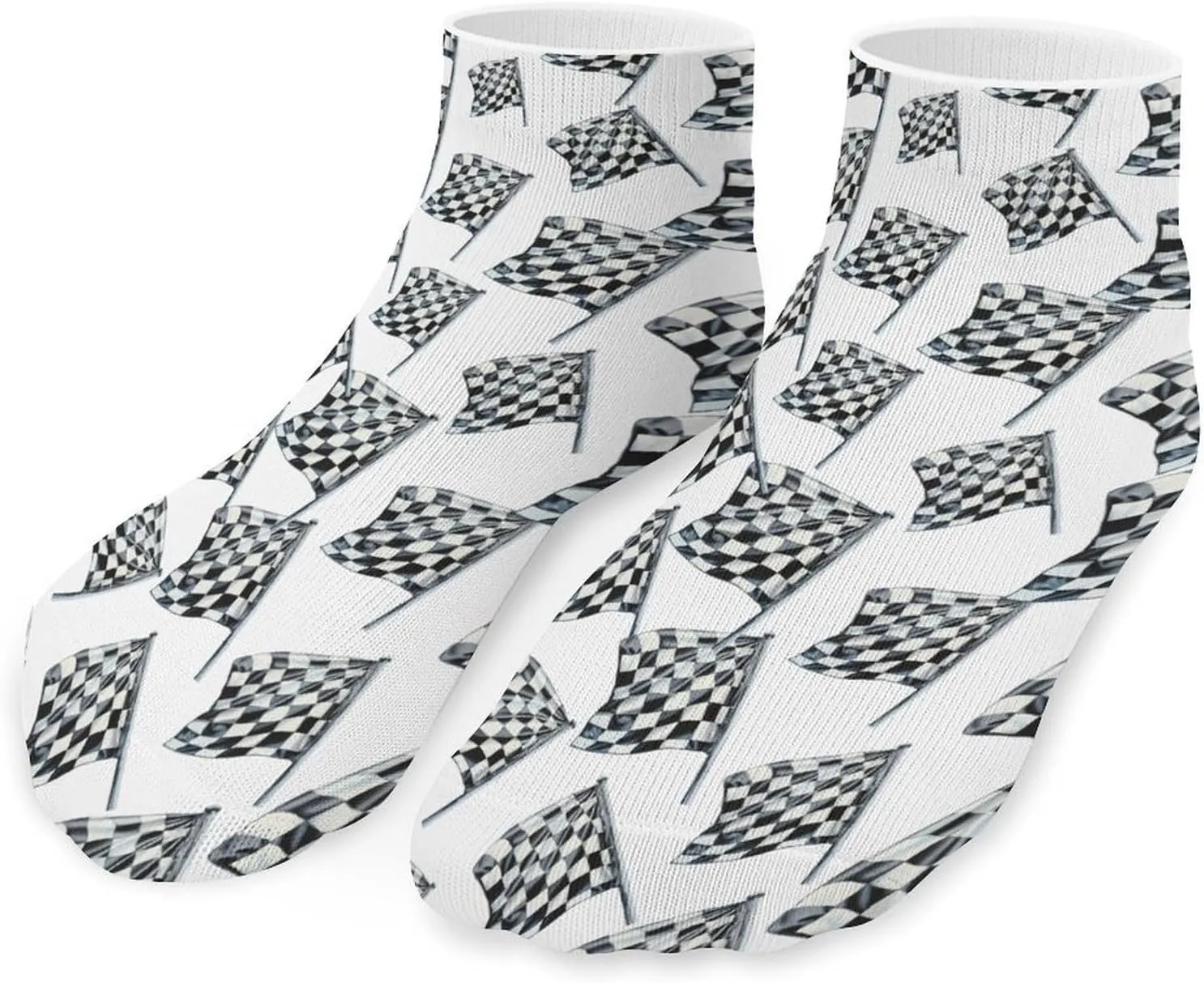 Checkered Racing Flag Unisex Ankle Socks Low Cut Funny Print Athletic No Show Stocking