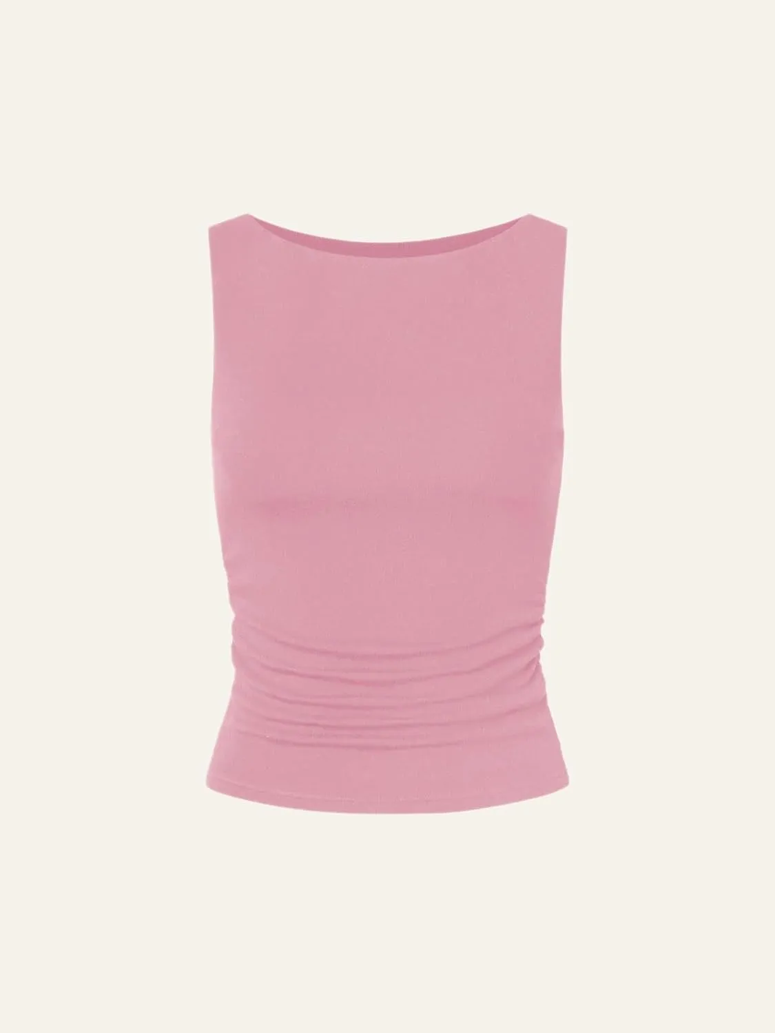 Cicy Bell Womens Boat Neck Tank Tops Summer Tight Ruched Sleeveless Shirts