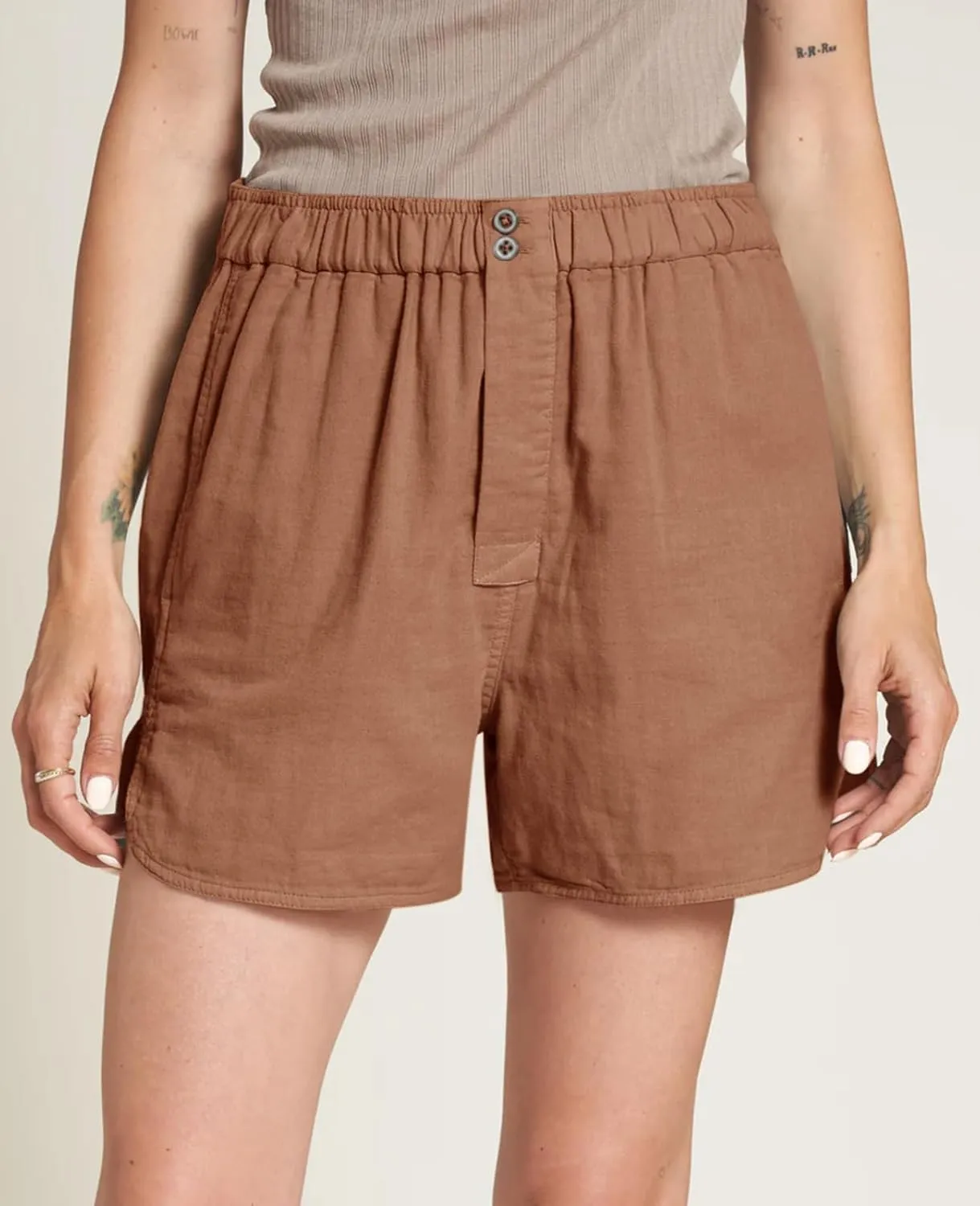 Cicy Bell Womens Summer Cotton Shorts Casual Elastic High Waisted Pleated Cute Trendy Comfy Beach Pants