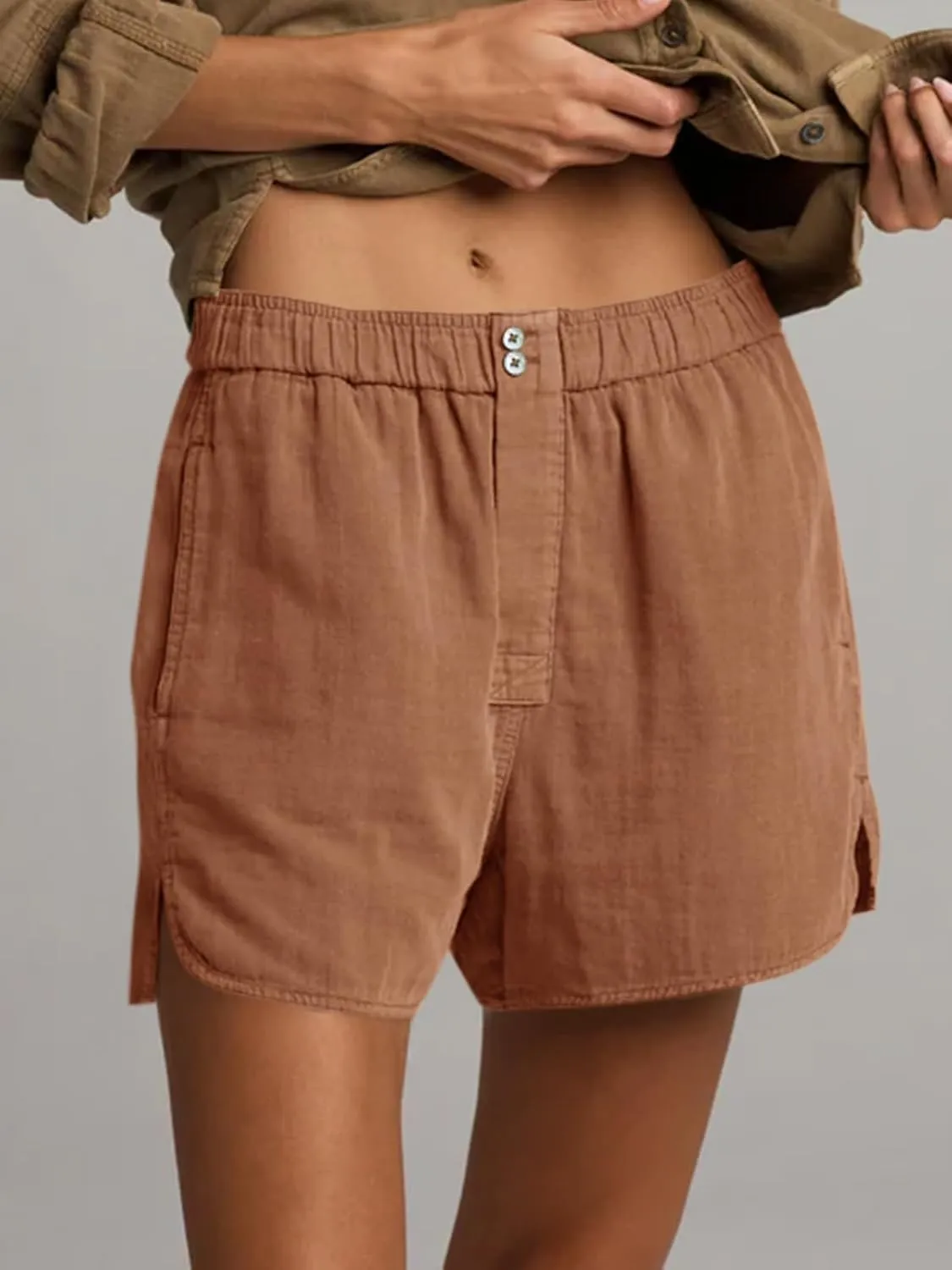 Cicy Bell Womens Summer Cotton Shorts Casual Elastic High Waisted Pleated Cute Trendy Comfy Beach Pants