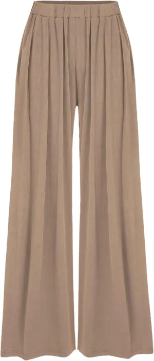 CIDER Wide Leg Palazzo Pants for Women with Pockets Elastic Business Causal Pants Women Summer for Beach Travel Trousers