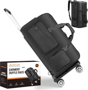 Convertible Rolling Garment Duffle Bag for Travel - Large Capacity with Wheels, Shoe Compartment & Back Strap, Ideal for Business Trips, Weddings, and Weekenders