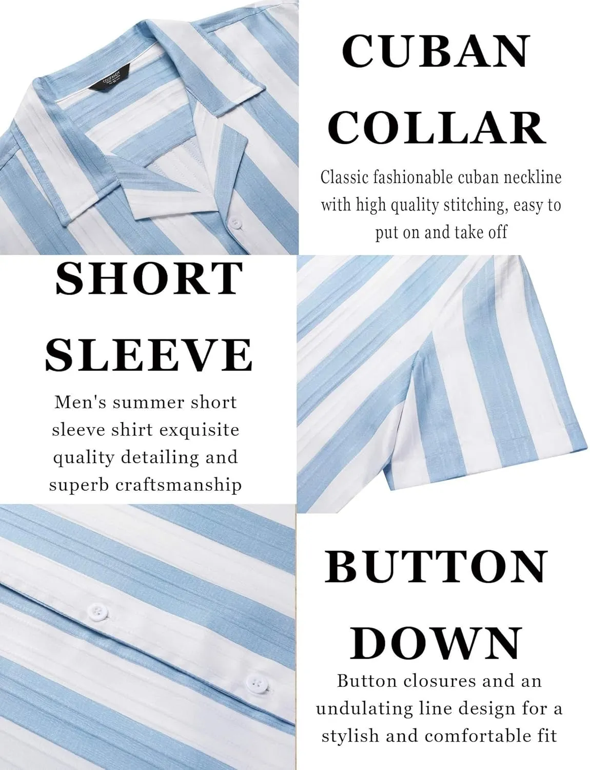 COOFANDY Men's Casual Shirts Short Sleeve Button Down Shirts Fashion Textured Summer Beach Shirt