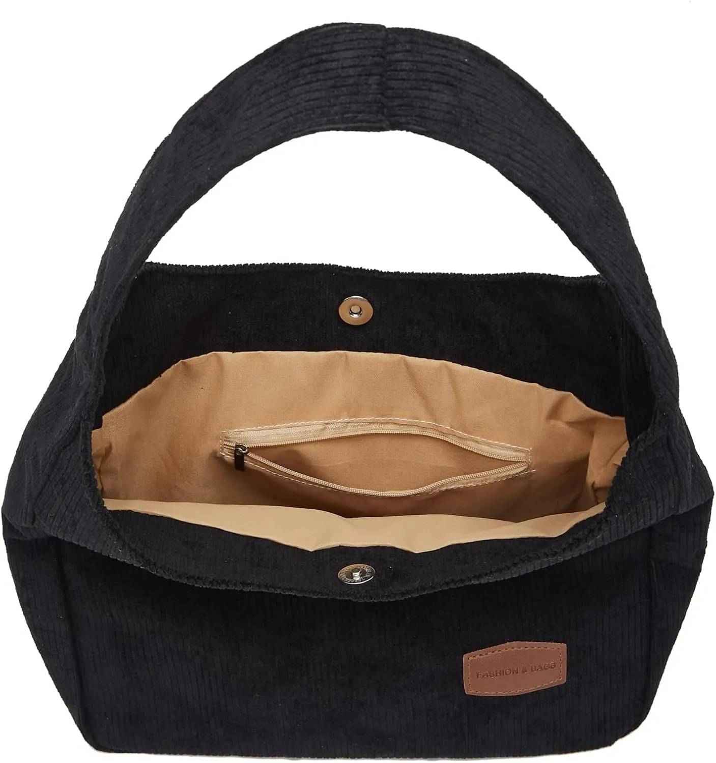 Corduroy Tote Bag Unisex Retro Handbag Multi Pocket Shoulder Work College Satchel Compartment Messenger Purse