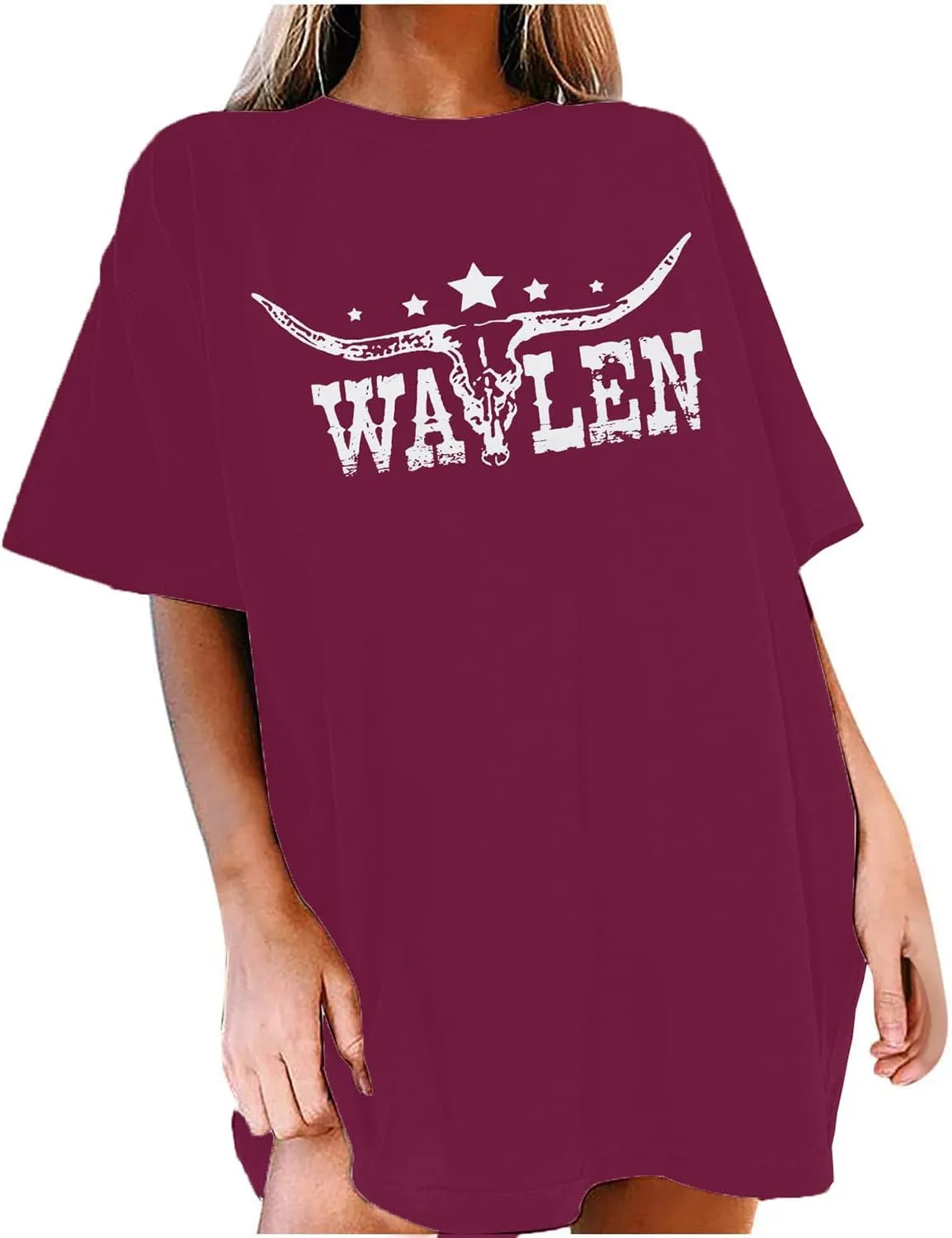 Cow Skull Women Oversized Shirts Country Music Tshirt Western T Shirt Vintage Music Lover Gift Rodeo Cowboy Graphic Tee