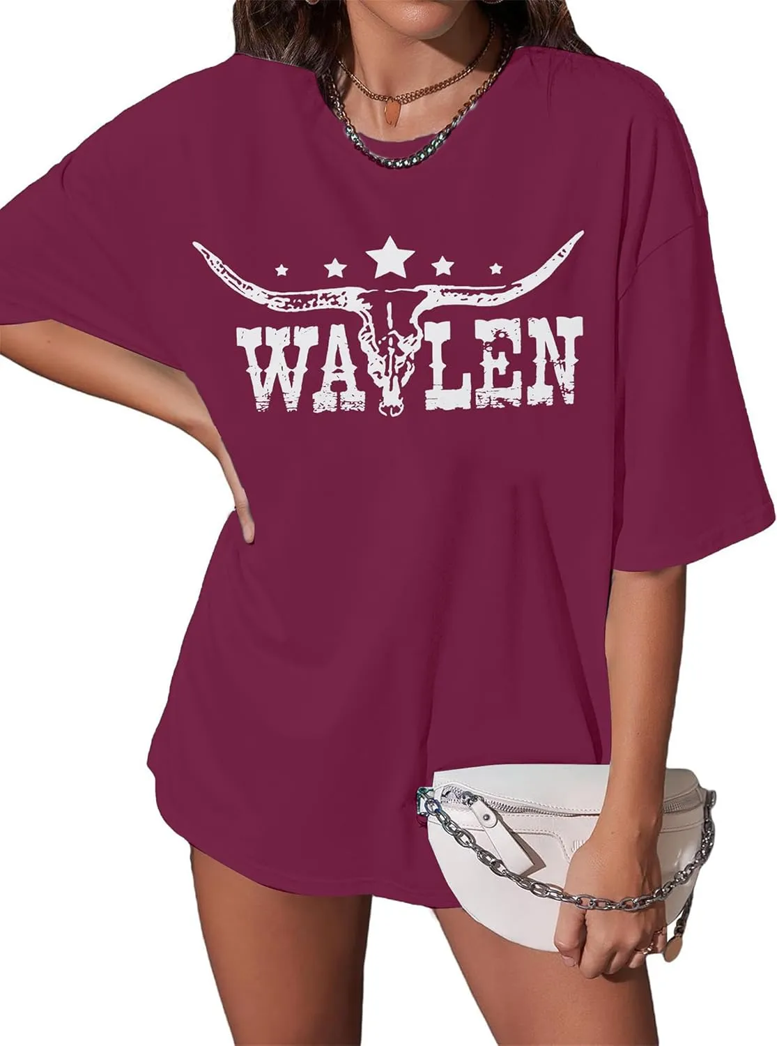 Cow Skull Women Oversized Shirts Country Music Tshirt Western T Shirt Vintage Music Lover Gift Rodeo Cowboy Graphic Tee
