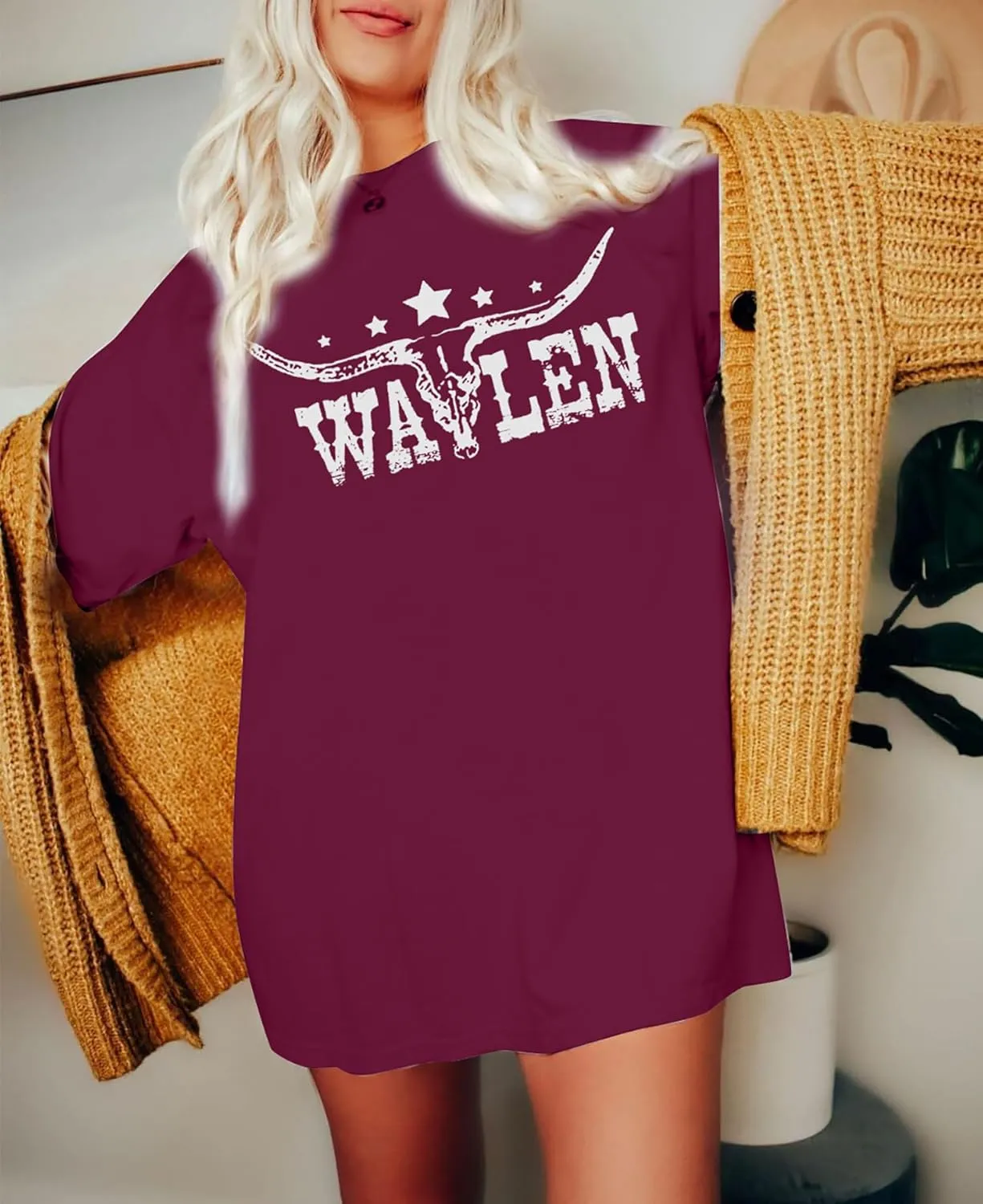Cow Skull Women Oversized Shirts Country Music Tshirt Western T Shirt Vintage Music Lover Gift Rodeo Cowboy Graphic Tee