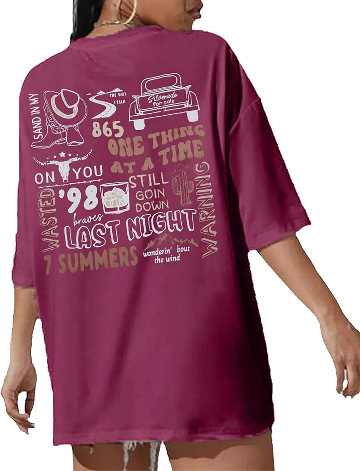 Cow Skull Women Oversized Shirts Country Music Tshirt Western T Shirt Vintage Music Lover Gift Rodeo Cowboy Graphic Tee