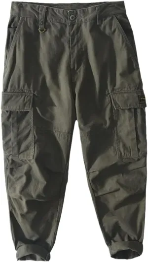 Disimlarl Spring Summer Men Cargo Pants Cotton Multi-Pockets Loose Vintage Casual Trouser