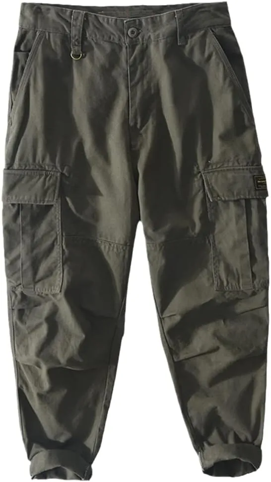 Disimlarl Spring Summer Men Cargo Pants Cotton Multi-Pockets Loose Vintage Casual Trouser