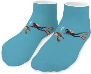Dive Sea Turtle Unisex Ankle Socks Low Cut Funny Print Athletic No Show Stocking