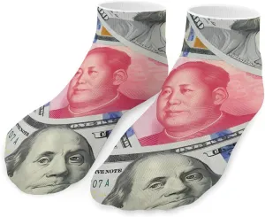 Dollar And Rmb Unisex Ankle Socks Low Cut Funny Print Athletic No Show Stocking