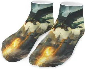Dragon And Castle Unisex Ankle Socks Low Cut Funny Print Athletic No Show Stocking